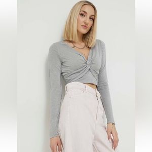 NWT Cropped Silver Top